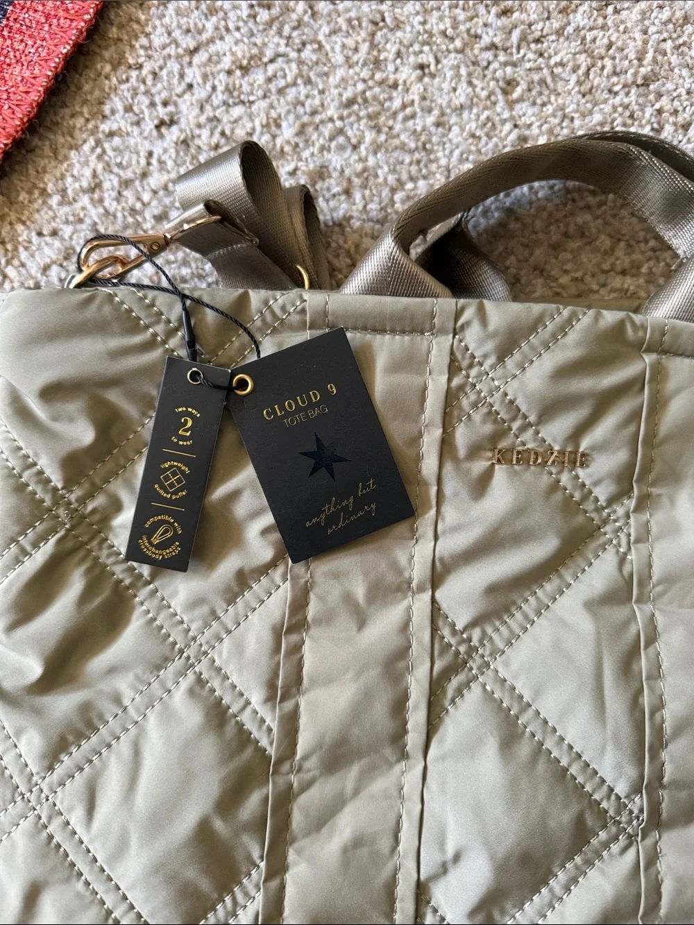 Adorable and versatile Tan Quilted KEDZIE Tote Bag 💼✨